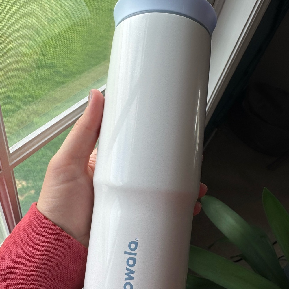 Owala White and Light Blue Water Bottle